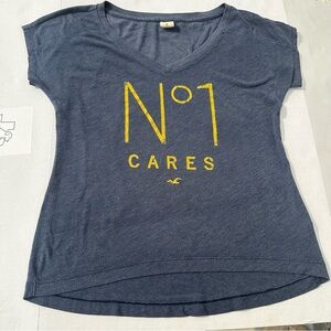 Hollister Y2K No 1 Cares Graphic Tee V Neck